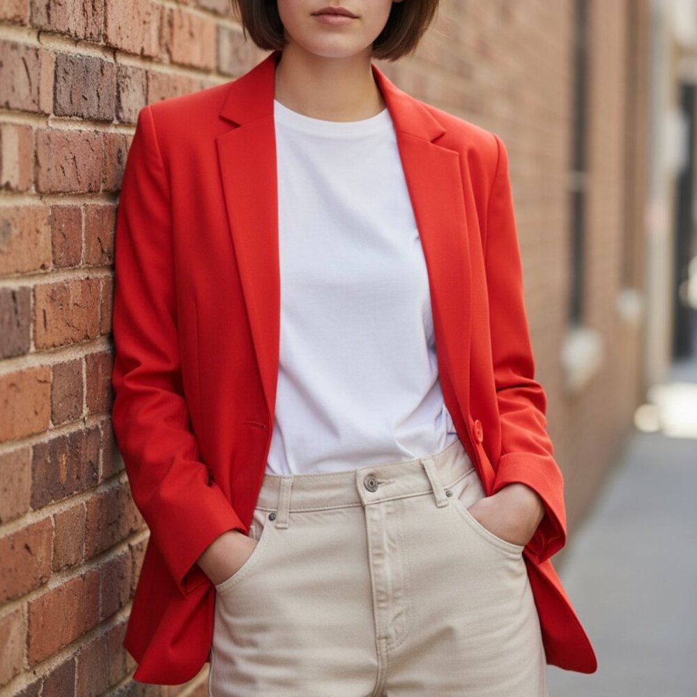 NEW Max Studio London Blazer Jacket Women’s XL Red Single Button Lined NWOT